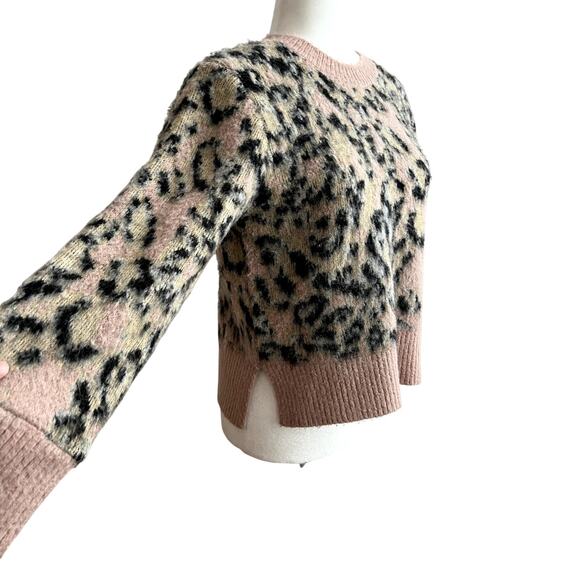 AllSaints Wool Alpaca Blend Crewneck Aurora Leopard Print Sweater Size small - Picture 3 of 6